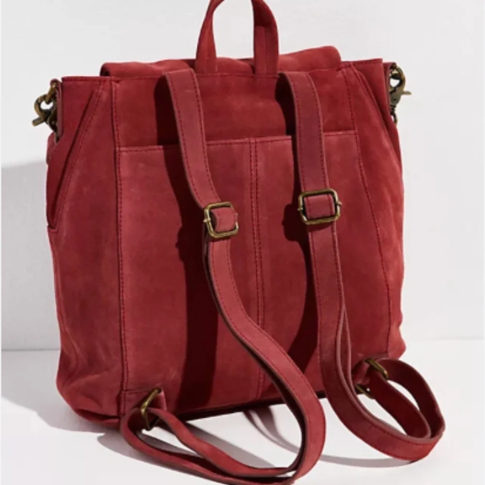 Free People Camilla Convertible Suede Red Leather Backpack